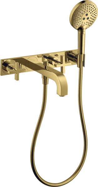 Axor Citterio 3-hole Bath Mixer For Concealed Installation Wall-mounted With Cross Handles And Plate Gold Polished