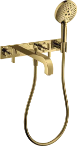 Axor Citterio 3-hole Bath Mixer For Concealed Installation Wall-mounted With Cross Handles And Plate Gold Polished