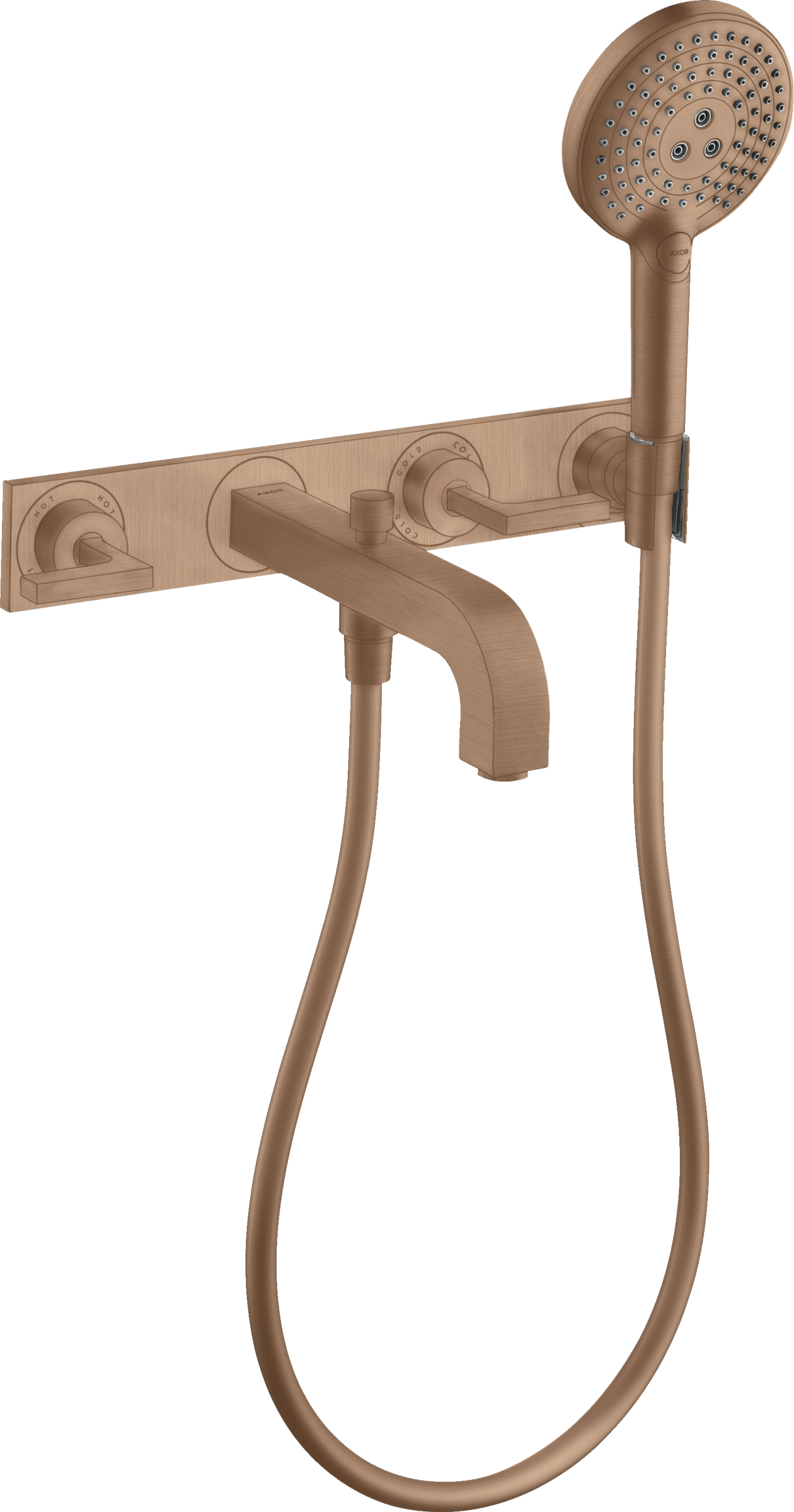 Axor Citterio 3-hole Bath Mixer For Concealed Installation Wall-mounted With Lever Handles And Plate Brushed Red Gold