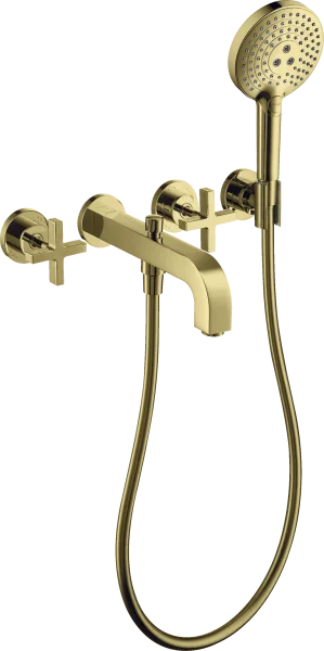 Axor Citterio 3-hole Bath Mixer For Concealed Installation Wall-mounted With Cross Handles And Escutcheons Gold Polished