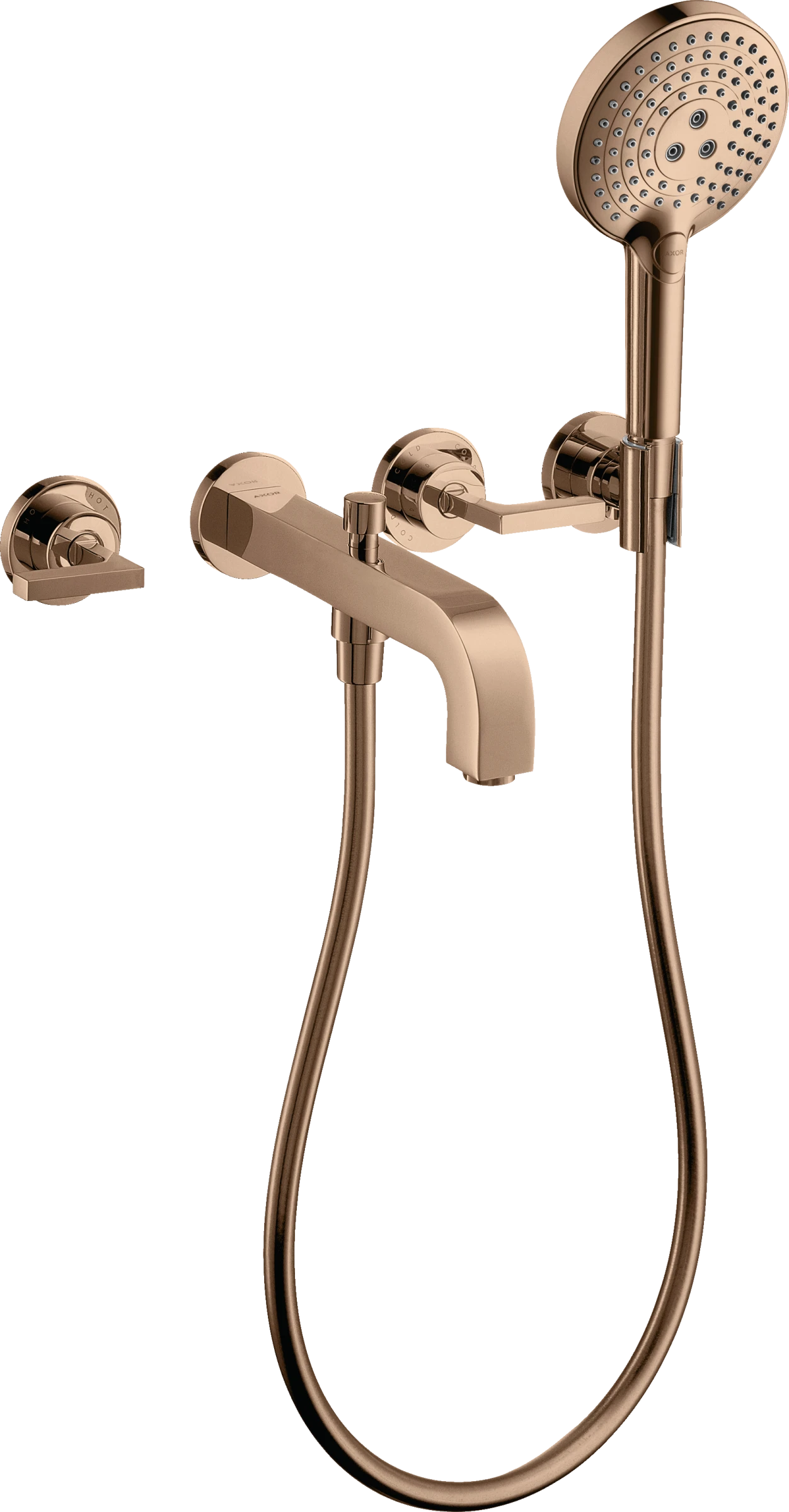 Axor Citterio 3-hole Bath Mixer For Concealed Installation Wall-mounted With Lever Handles And Escutcheons Polished Red Gold