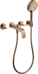 Axor Citterio 3-hole Bath Mixer For Concealed Installation Wall-mounted With Lever Handles And Escutcheons Polished Red Gold