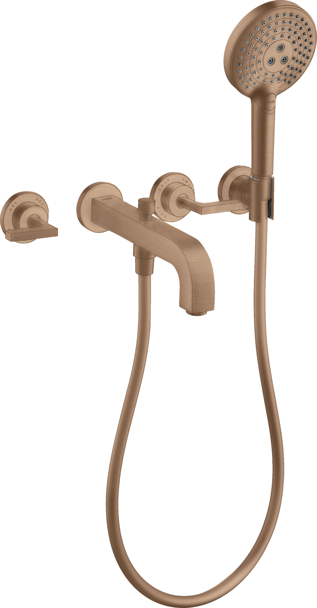 Axor Citterio 3-hole Bath Mixer For Concealed Installation Wall-mounted With Lever Handles And Escutcheons Brushed Red Gold