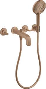 Axor Citterio 3-hole Bath Mixer For Concealed Installation Wall-mounted With Lever Handles And Escutcheons Brushed Red Gold