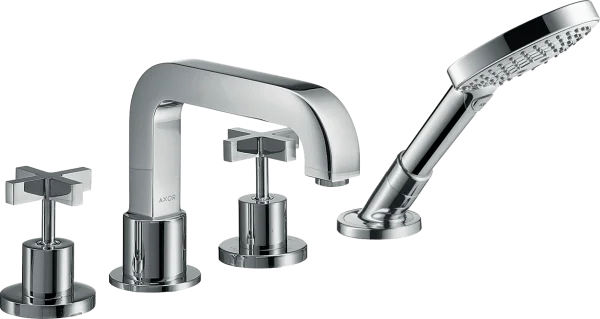 Axor Citterio 4-hole Tile Mounted Bath Mixer With Cross Handles And Escutcheons Chrome