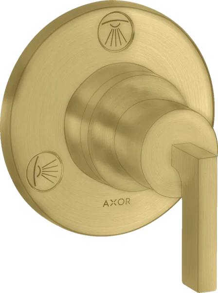 Axor Citterio Shut-off / Diverter Valve Trio / Quattro Finish Set With Lever Handle Brushed Brass