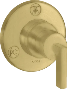 Axor Citterio Shut-off / Diverter Valve Trio / Quattro Finish Set With Lever Handle Brushed Brass
