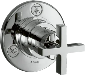 Axor Citterio Shut-off / Diverter Valve Trio / Quattro Finish Set With Cross Handle Chrome