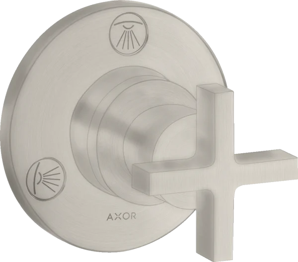 Axor Citterio Shut-off / Diverter Valve Trio / Quattro Finish Set With Cross Handle Stainless Steel