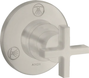 Axor Citterio Shut-off / Diverter Valve Trio / Quattro Finish Set With Cross Handle Stainless Steel