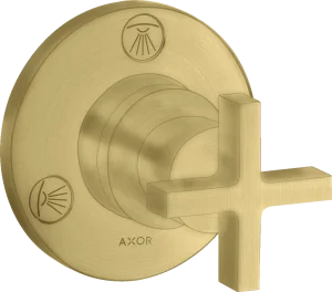 Axor Citterio Shut-off / Diverter Valve Trio / Quattro Finish Set With Cross Handle Brushed Brass