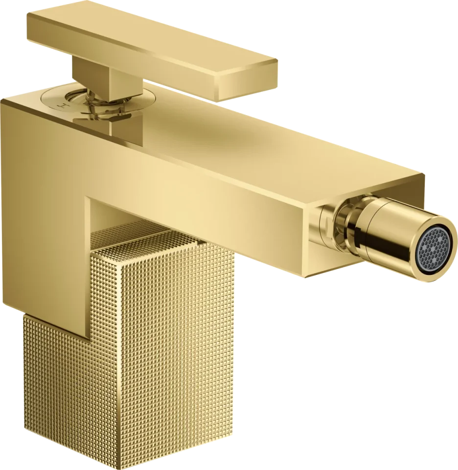 Axor Edge Single Lever Bidet Mixer With Push-open Waste - Diamond Cut Gold Polished