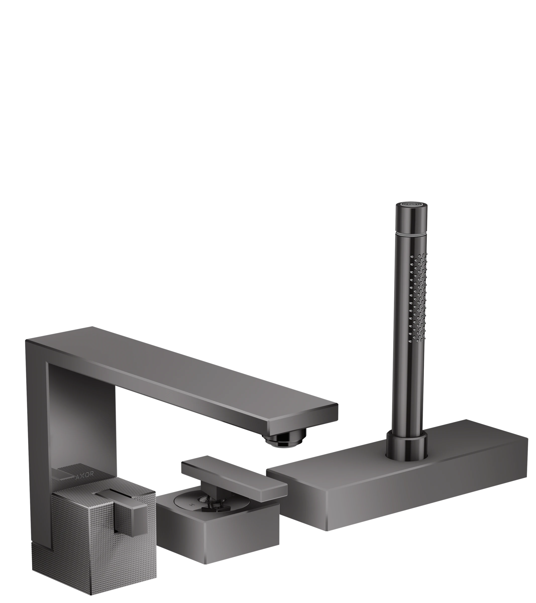 Axor Edge 3-hole Rim-mounted Bath Mixer - Diamond Cut Polished Black Chrome