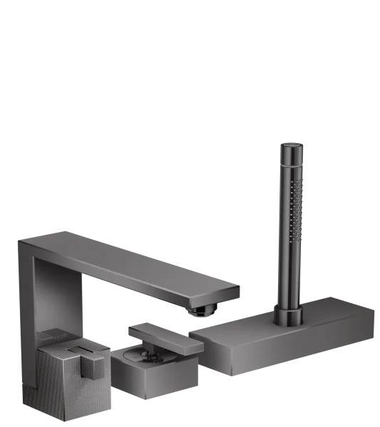 Axor Edge 3-hole Rim-mounted Bath Mixer - Diamond Cut Polished Black Chrome