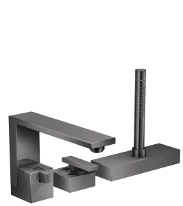 Axor Edge 3-hole Rim-mounted Bath Mixer - Diamond Cut Polished Black Chrome