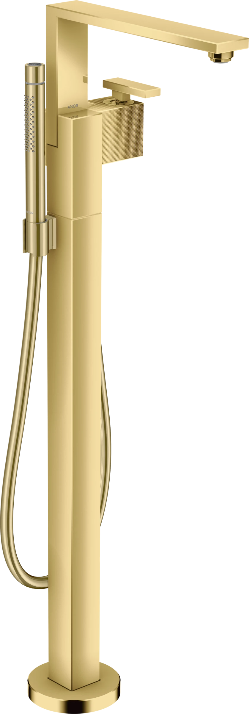 Axor Edge Single Lever Bath Mixer Floor-standing - Diamond Cut Gold Polished