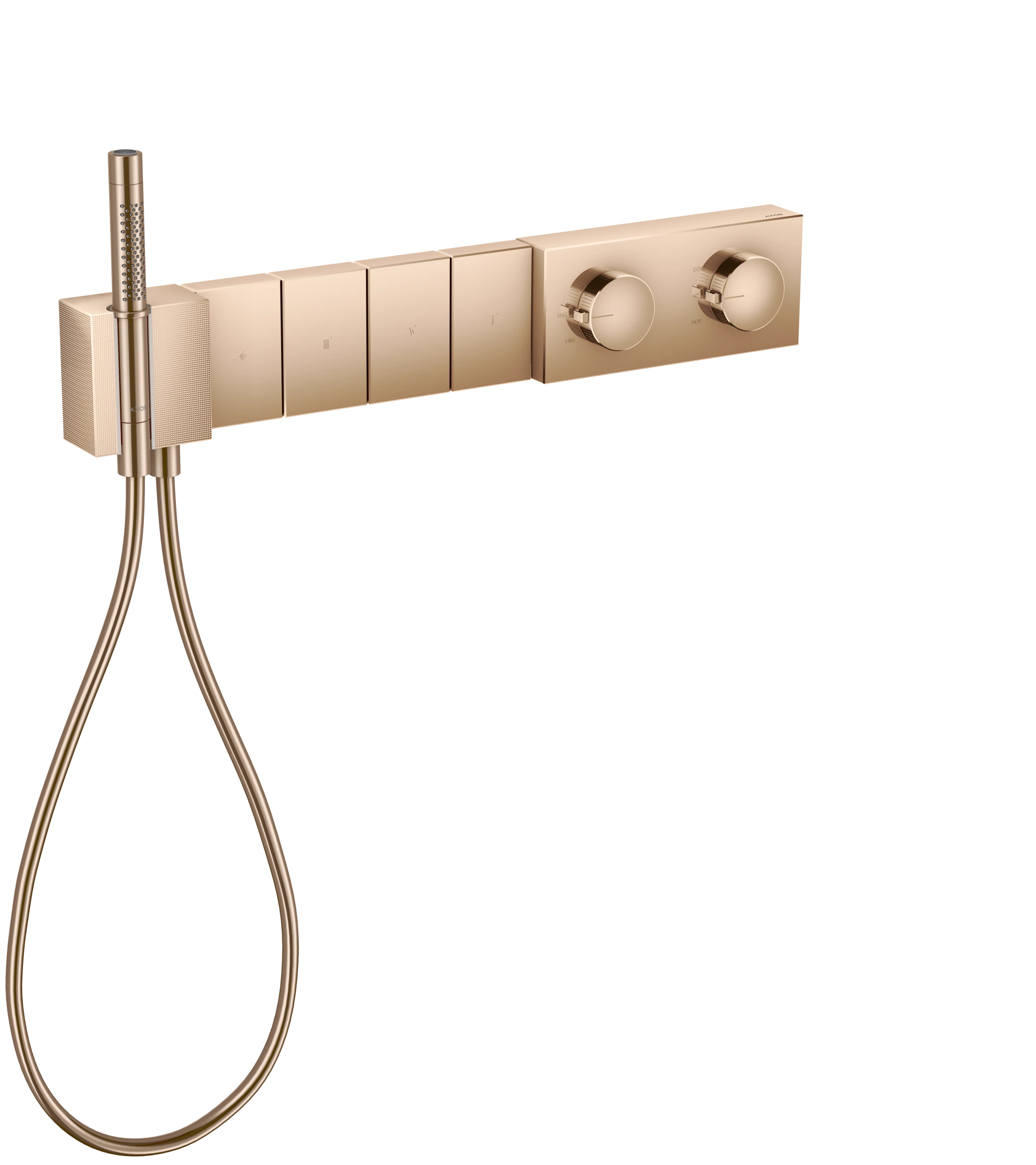 Axor Edge Thermostatic Module Select 610/100 For Concealed Installation For 4 Outlets - Diamond Cut Polished Red Gold