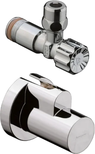 Hansgrohe Angle Valves 132 X 112 X 90mm Gunmetal/chrome - Polished product image - Image 1