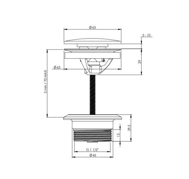 Crosswater Universal Basin Click Clack Waste Brushed Brass detail view - Image 5