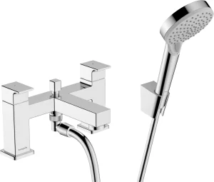 Hansgrohe Vernis Shape 2-hole Rim Mounted Bath Mixer With Diverter Valve And Vernis Blend Hand Shower Vario Chrome
