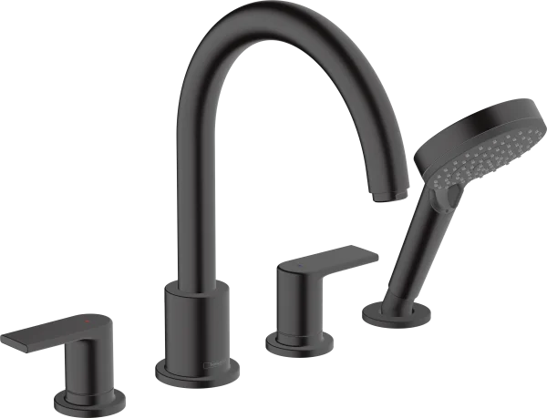 Hansgrohe Vernis Shape 4-hole Rim Mounted Bath Mixer Matt Black