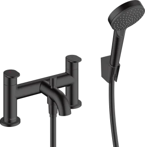 Hansgrohe Vernis Blend 2-hole Rim Mounted Bath Mixer With Diverter Valve And Vernis Blend Hand Shower Vario Matt Black