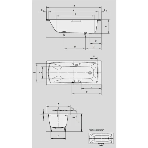 Kaldewei Cayono 1600 X 700mm No Tap Hole Bath (excl. Feet) detail view - Image 3