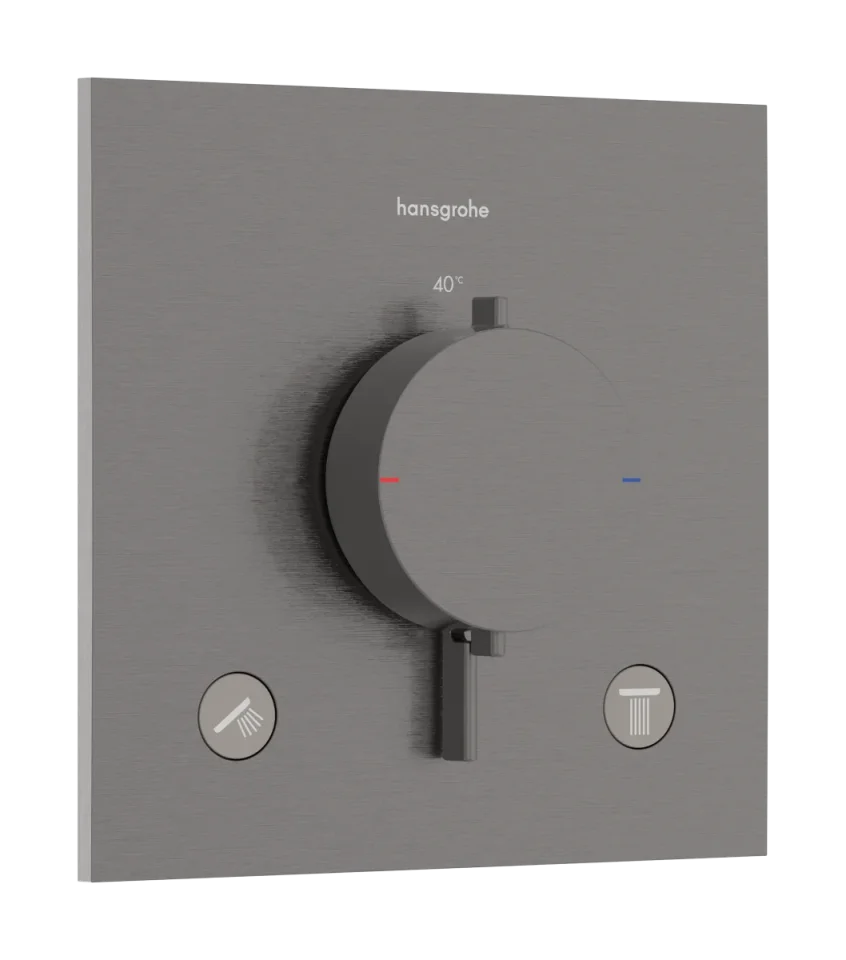 Hansgrohe Ecostat Comfort E Thermostatic Shower Mixer Concealed 262 X 233 X 168mm Gunmetal/chrome - Brushed product image - Image 1