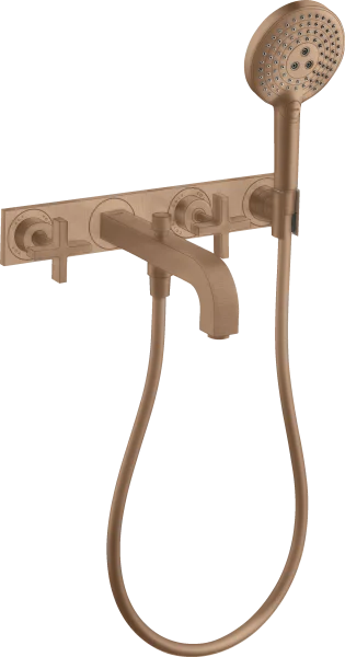 Axor Citterio 3-hole Bath Mixer For Concealed Installation Wall-mounted With Cross Handles And Plate Brushed Red Gold