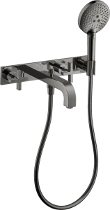 Axor Citterio 3-hole Bath Mixer For Concealed Installation Wall-mounted With Cross Handles And Plate Polished Black Chrome