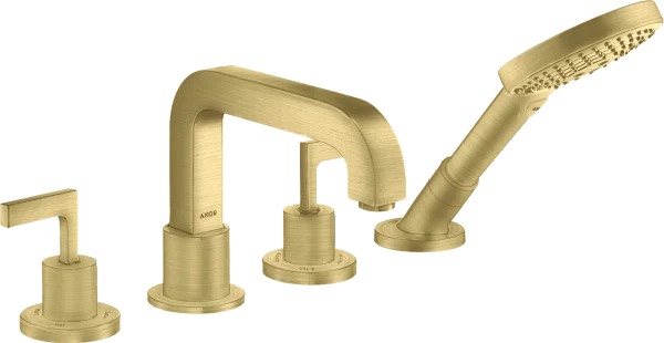 Axor Citterio 4-hole Rim-mounted Bath Mixer With Lever Handles And Escutcheons Brushed Brass
