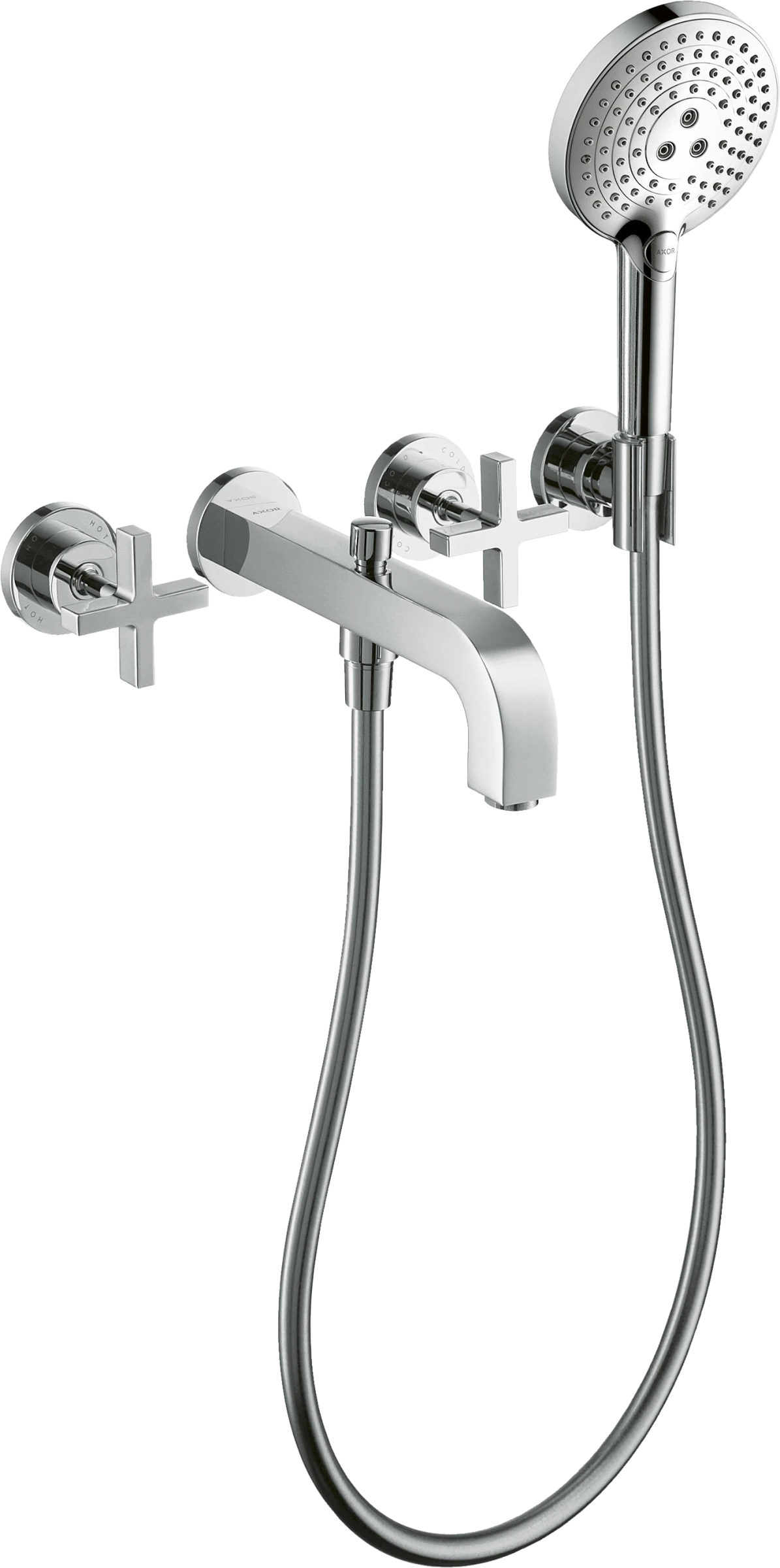 Axor Citterio 3-hole Bath Mixer For Concealed Installation Wall-mounted With Cross Handles And Escutcheons Chrome