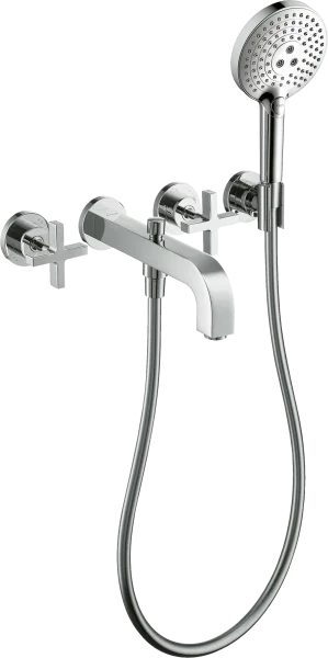 Axor Citterio 3-hole Bath Mixer For Concealed Installation Wall-mounted With Cross Handles And Escutcheons Chrome