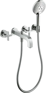Axor Citterio 3-hole Bath Mixer For Concealed Installation Wall-mounted With Cross Handles And Escutcheons Chrome