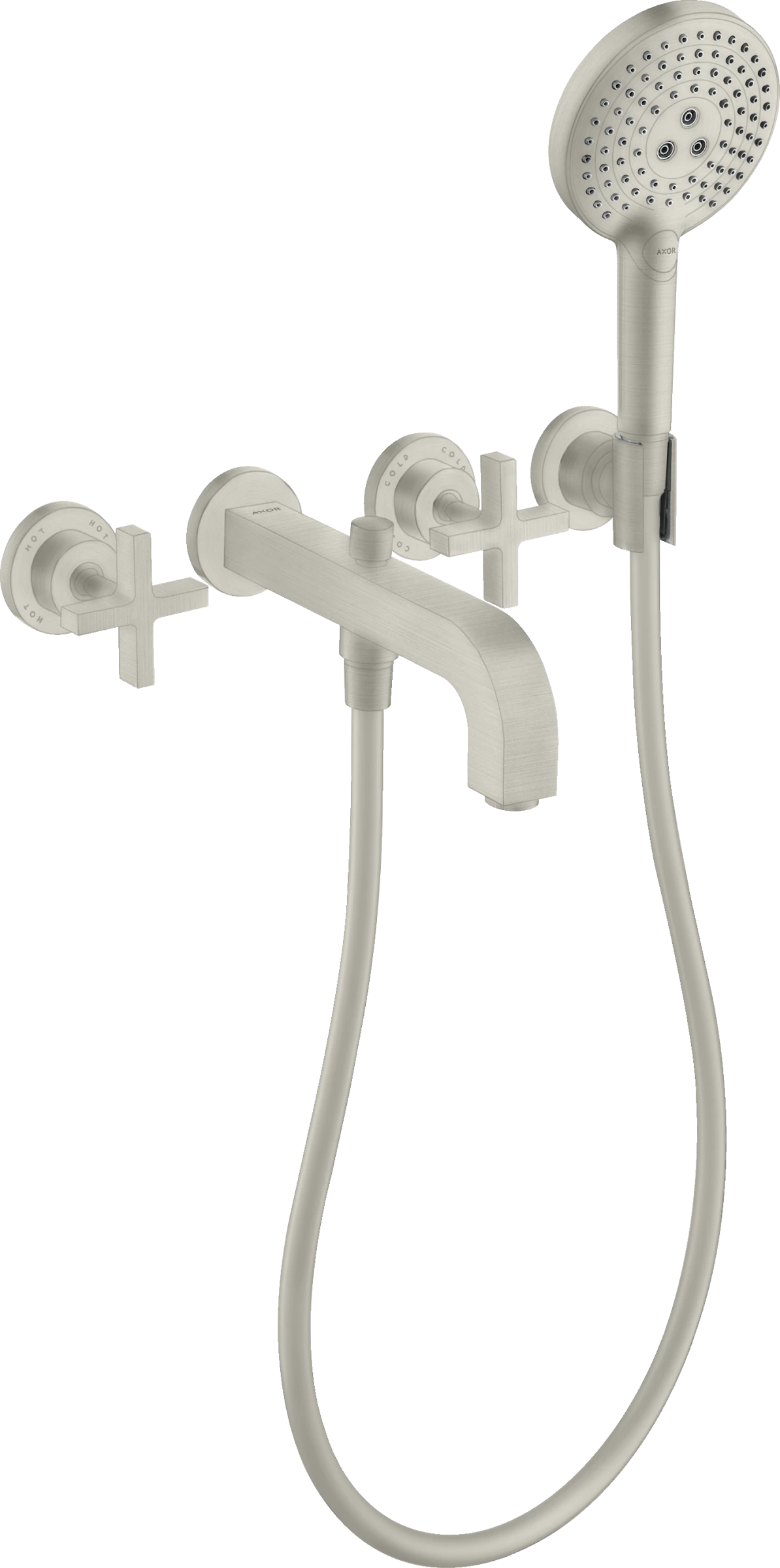 Axor Citterio 3-hole Bath Mixer For Concealed Installation Wall-mounted With Cross Handles And Escutcheons Stainless Steel