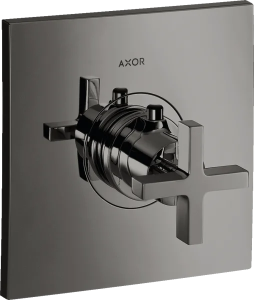 Axor Citterio Thermostatic Mixer Highflow For Concealed Installation With Cross Handle Polished Black Chrome