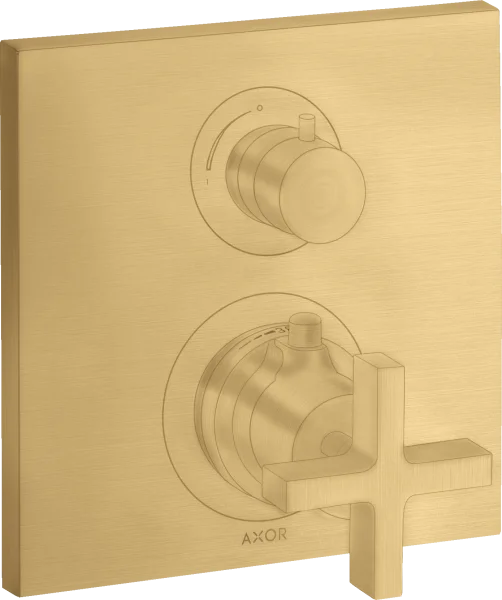 Axor Citterio Thermostatic Mixer For Concealed Installation With Shut-off / Diverter Valve And Cross Handle Gold Brushed