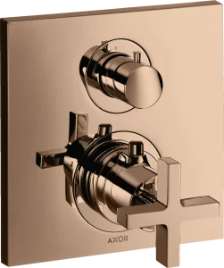 Axor Citterio Thermostatic Mixer For Concealed Installation With Shut-off / Diverter Valve And Cross Handle Polished Red Gold