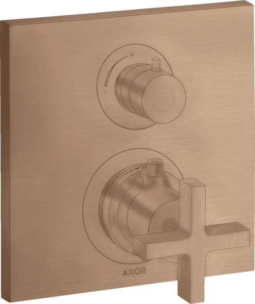 Axor Citterio Thermostatic Mixer For Concealed Installation With Shut-off / Diverter Valve And Cross Handle Brushed Red Gold