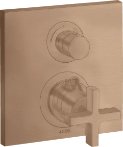 Axor Citterio Thermostatic Mixer For Concealed Installation With Shut-off / Diverter Valve And Cross Handle Brushed Red Gold