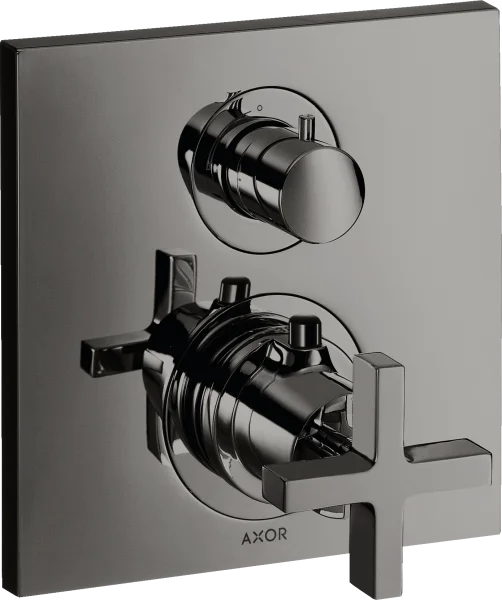Axor Citterio Thermostatic Mixer For Concealed Installation With Shut-off / Diverter Valve And Cross Handle Polished Black Chrome