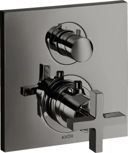 Axor Citterio Thermostatic Mixer For Concealed Installation With Shut-off / Diverter Valve And Cross Handle Polished Black Chrome
