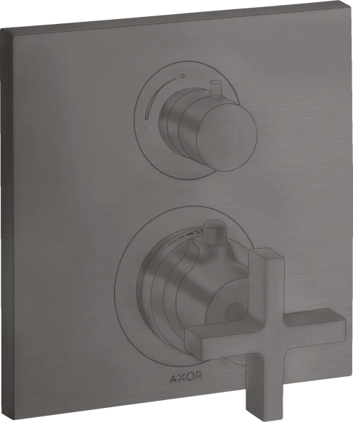 Axor Citterio Thermostatic Mixer For Concealed Installation With Shut-off / Diverter Valve And Cross Handle Brushed Black Chrome