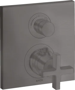 Axor Citterio Thermostatic Mixer For Concealed Installation With Shut-off / Diverter Valve And Cross Handle Brushed Black Chrome