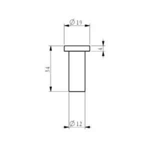 Ava Round Robe Hook - Brushed Stainless Steel technical drawing - Image 2