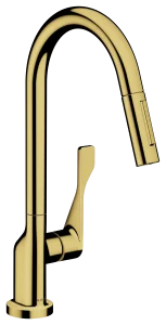 Axor Citterio Single Lever Kitchen Mixer 250 With Pull-out Spray Gold Polished