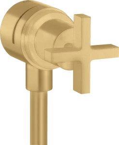 Axor Citterio Wall Outlet Stop With Non-return Valve, Shut-off Valve And Cross Handle Gold Brushed