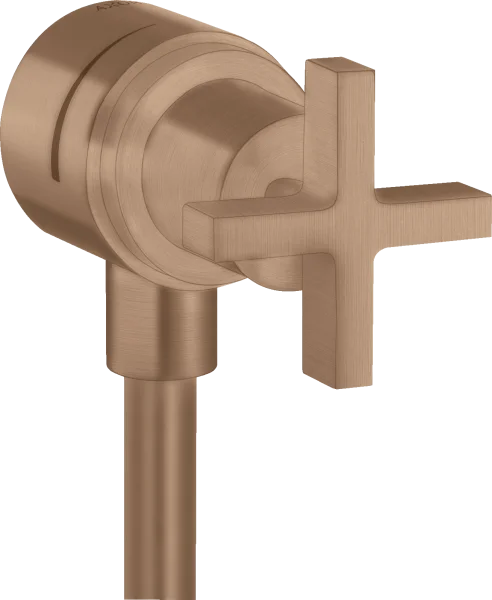 Axor Citterio Wall Outlet Stop With Non-return Valve, Shut-off Valve And Cross Handle Brushed Red Gold