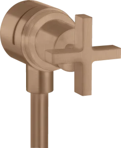 Axor Citterio Wall Outlet Stop With Non-return Valve, Shut-off Valve And Cross Handle Brushed Red Gold
