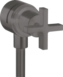 Axor Citterio Wall Outlet Stop With Non-return Valve, Shut-off Valve And Cross Handle Brushed Black Chrome